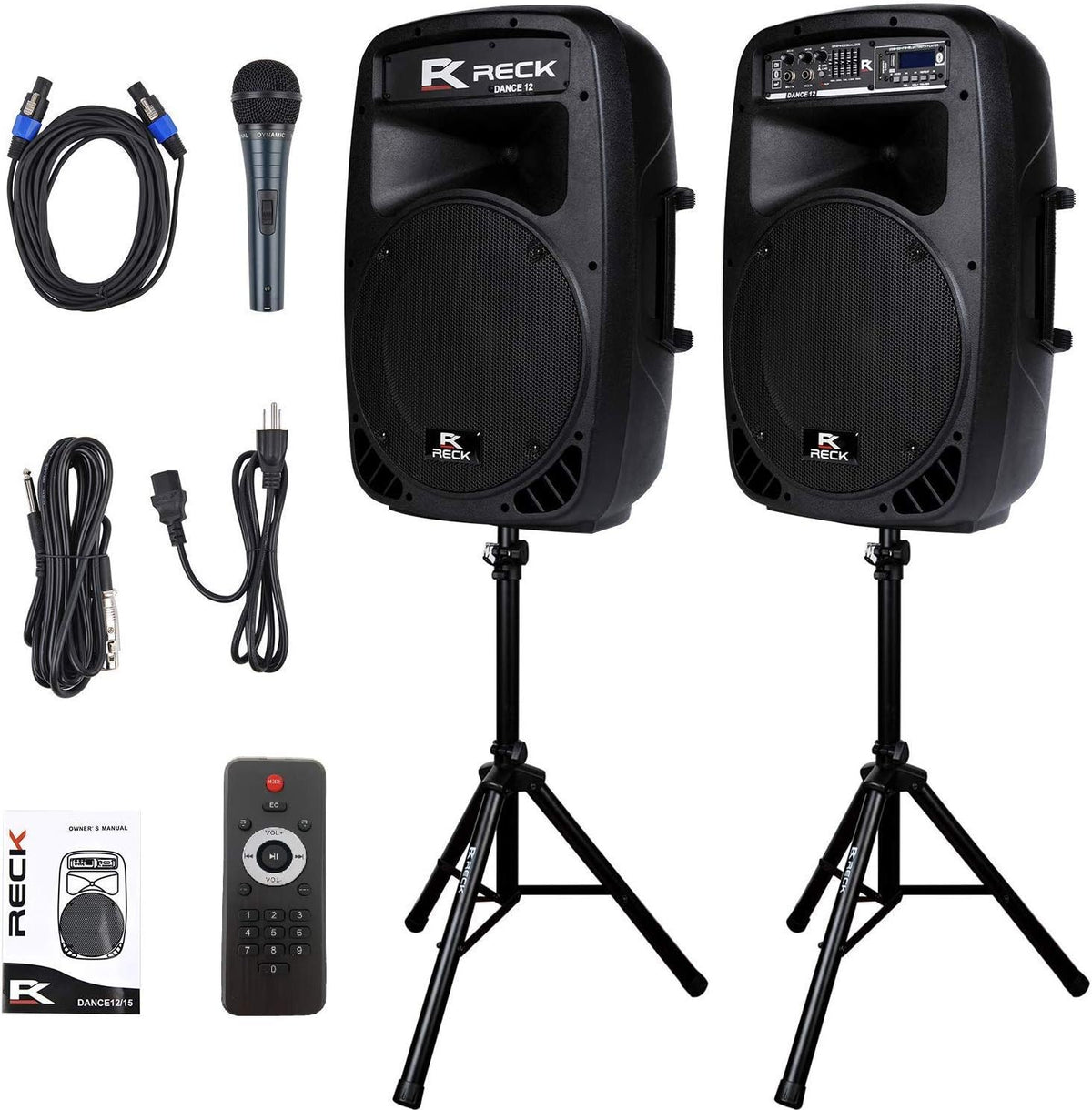 Portable 12-Inch 1000 Watts 2-Way Powered PA Speaker System Combo Set Y15613