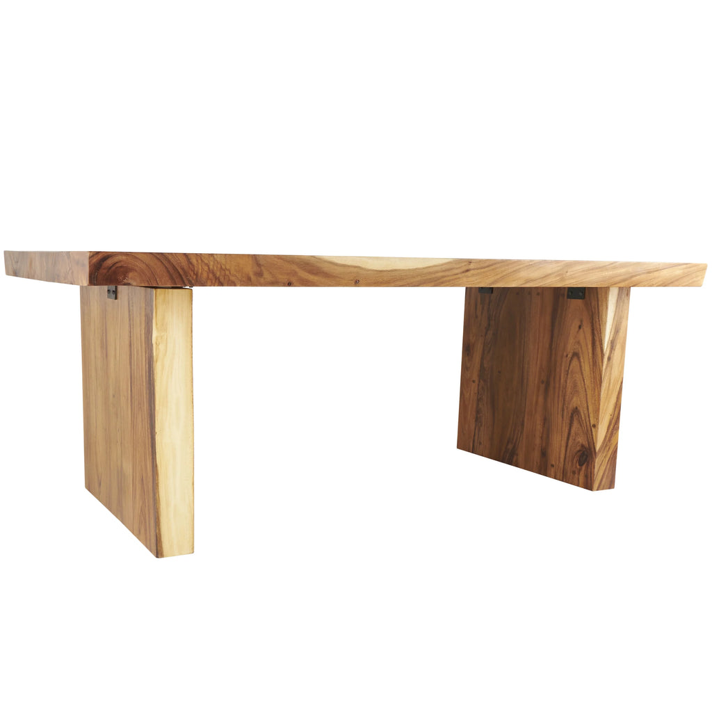 Brown Wood Dining Table with Block Style Base W2198
