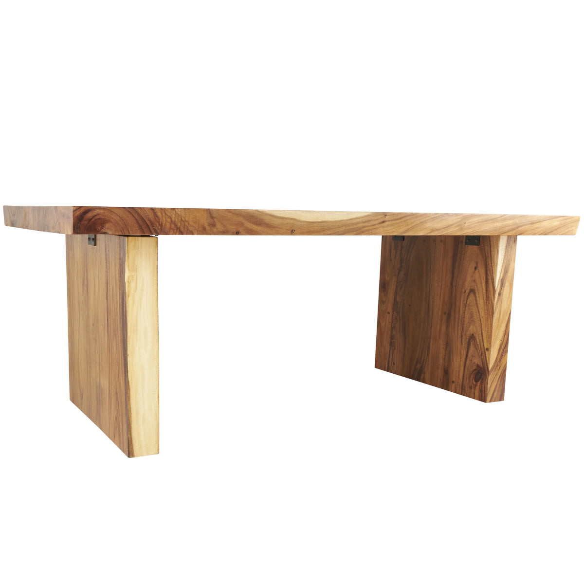 Brown Wood Dining Table with Block Style Base W2198