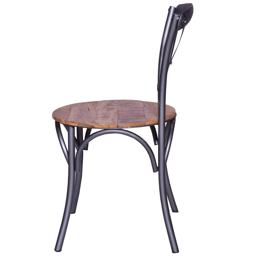 19 Inch Industrial Dining Accent Chair with Mango Wood Seat B191159