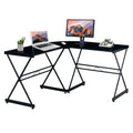 L-Shaped Glass Computer Desk Y40280