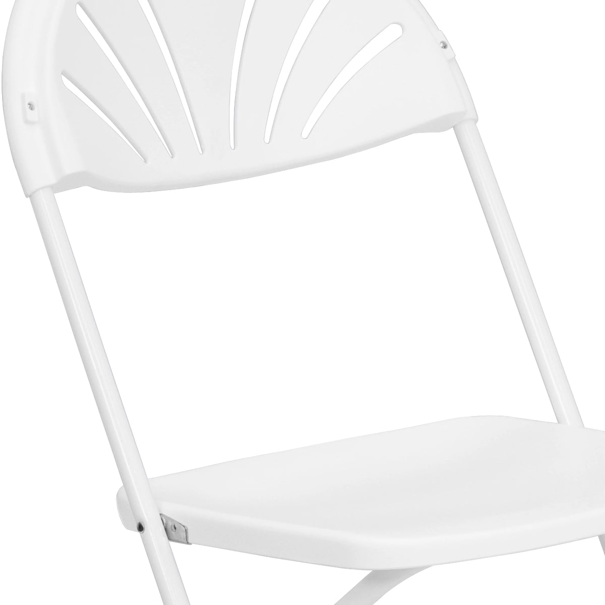 White Plastic Fan Back Folding Chair C14689