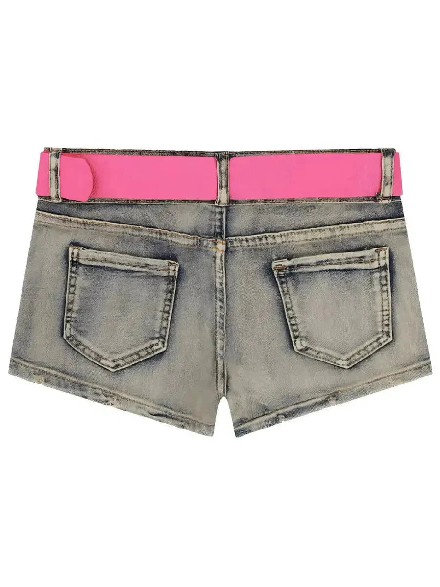 Low Waist Denim Shorts T407