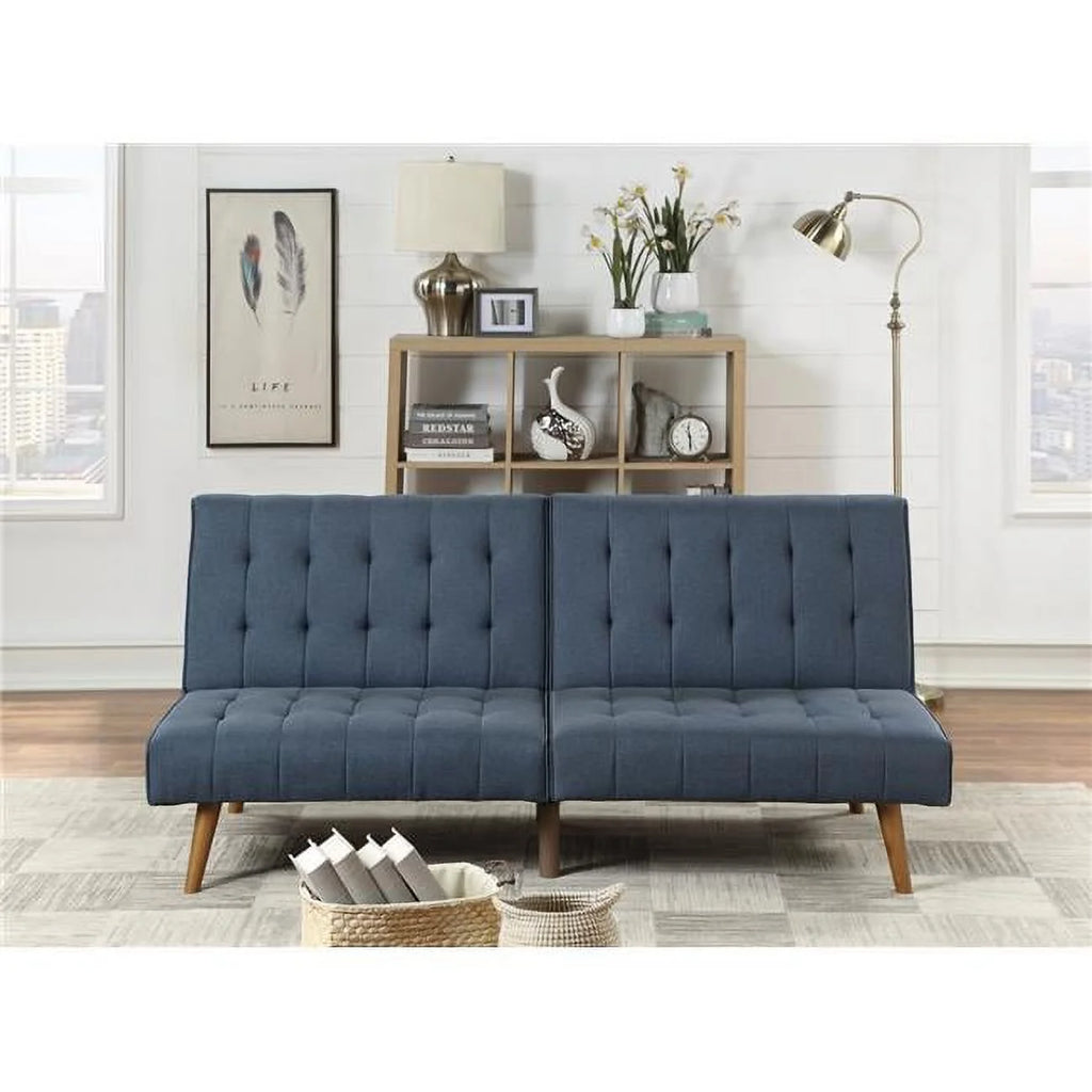 Navy Blue Fabric Convertible Futon Sofa I8837