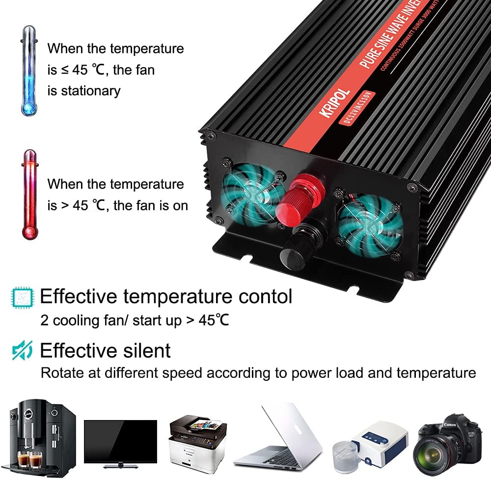 2000 Watt Pure Sine Wave Inverter 12V DC to 110v/120v AC M9248