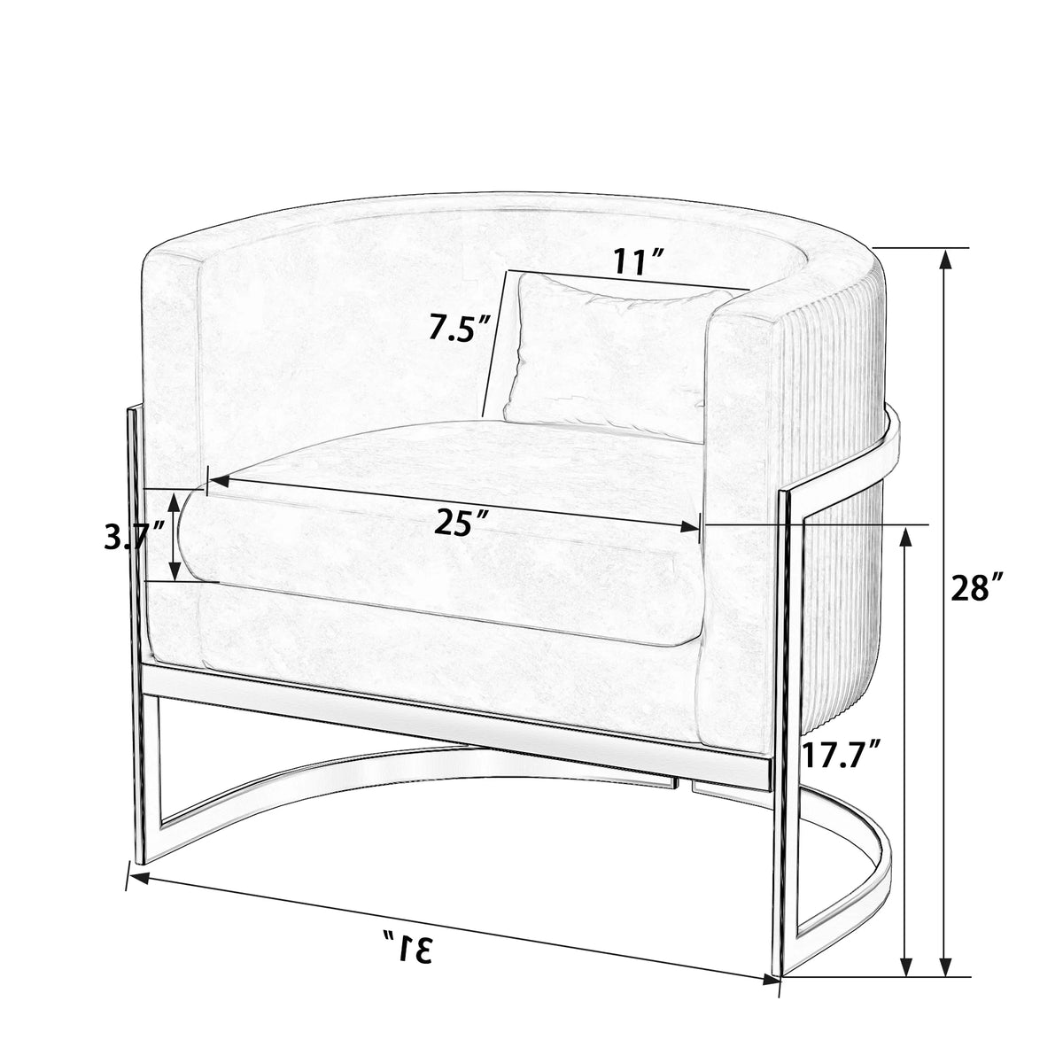 Velvet Barrel Accent Chair U158