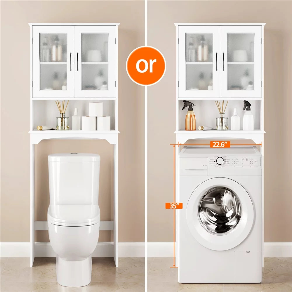 White Wooden 3-Shelf Over the Toilet Storage Cabinet F5144