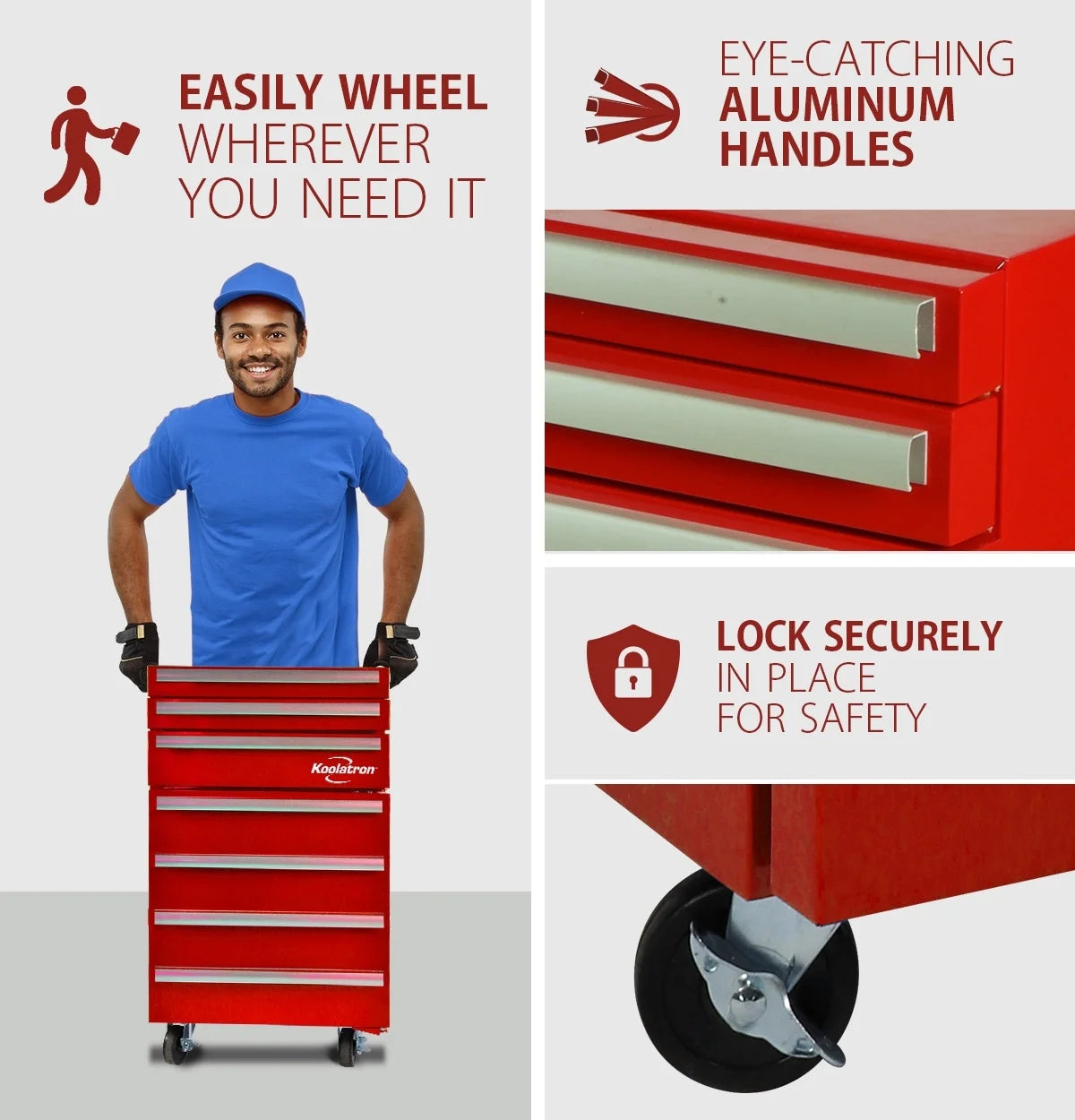 Red Compact Fridge with Built-in Tool Storage K91997