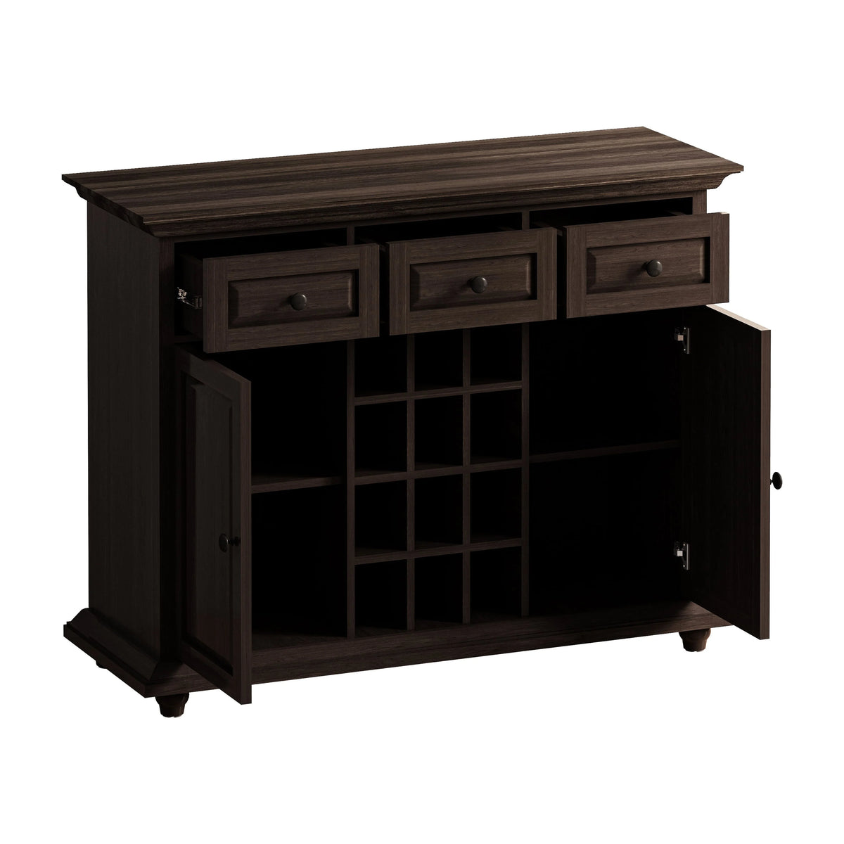 Vintage Style 3-Drawer 2-Door Storage Cabinet with Wine Rack H960746