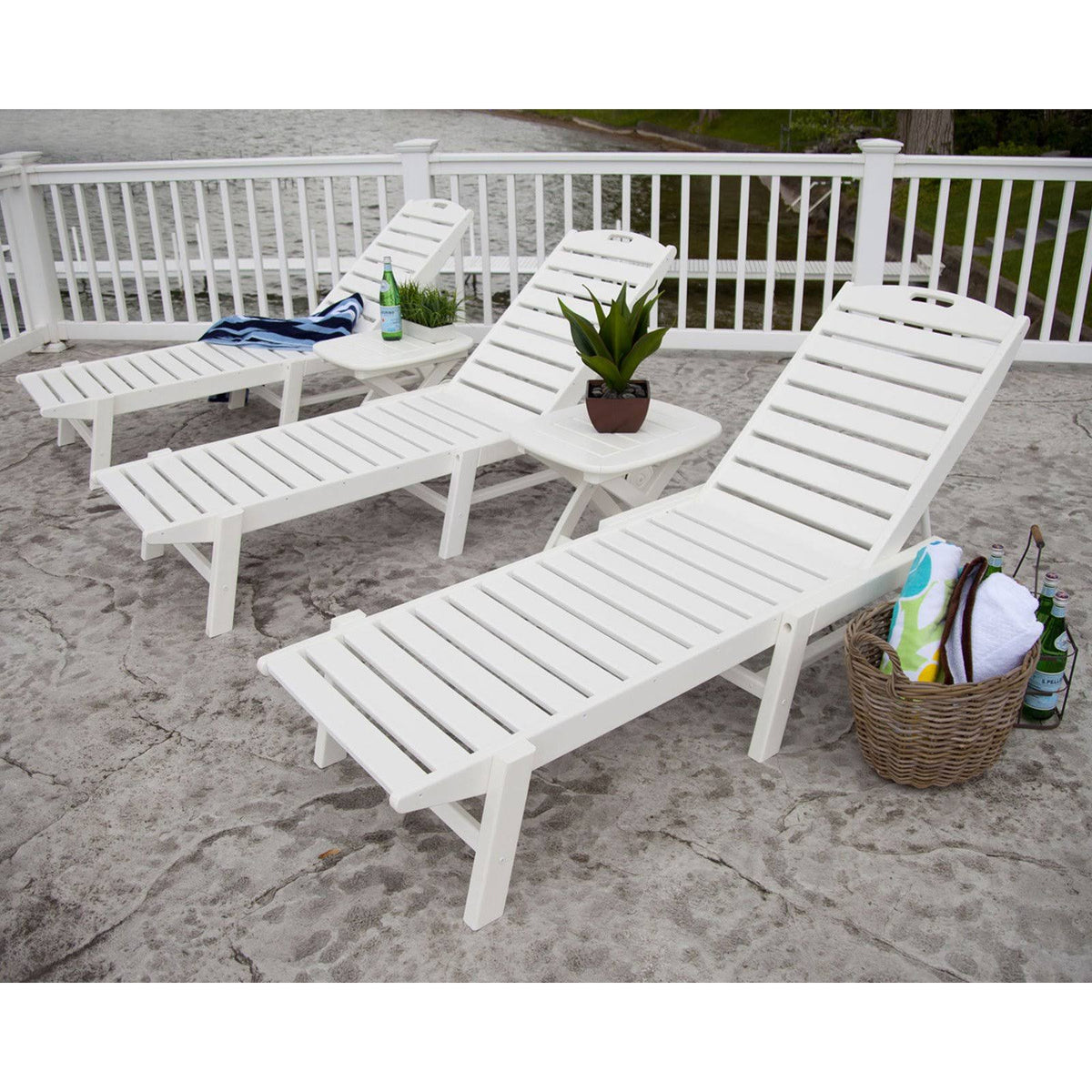 Black Stackable Wheeled Chaise W818052