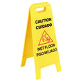 Wet Floor Sign, English & Spanish, Yellow O2503