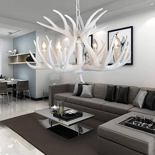 White Resin Deer Antler Chandelier C294250