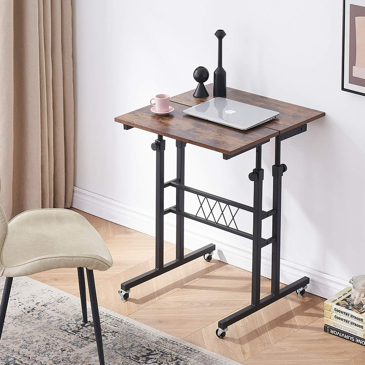 Black Wood Grain Adjustable Height Standing Desk V146639