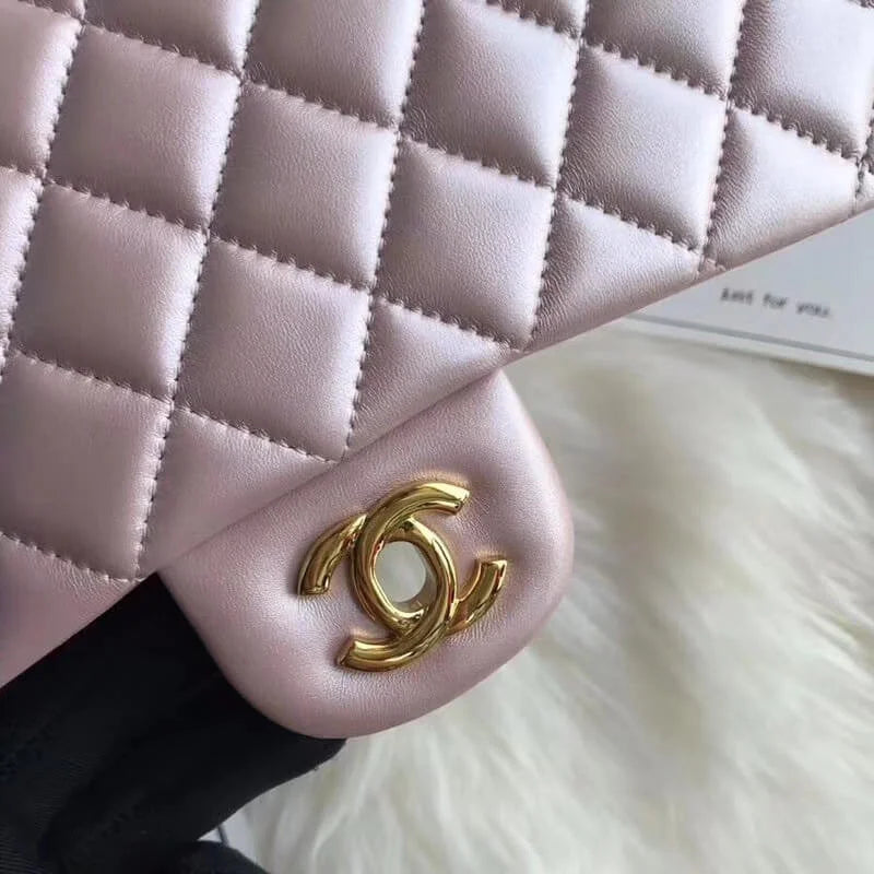 Pink Gold Medium Lambskin Leather Flap Bag S40169