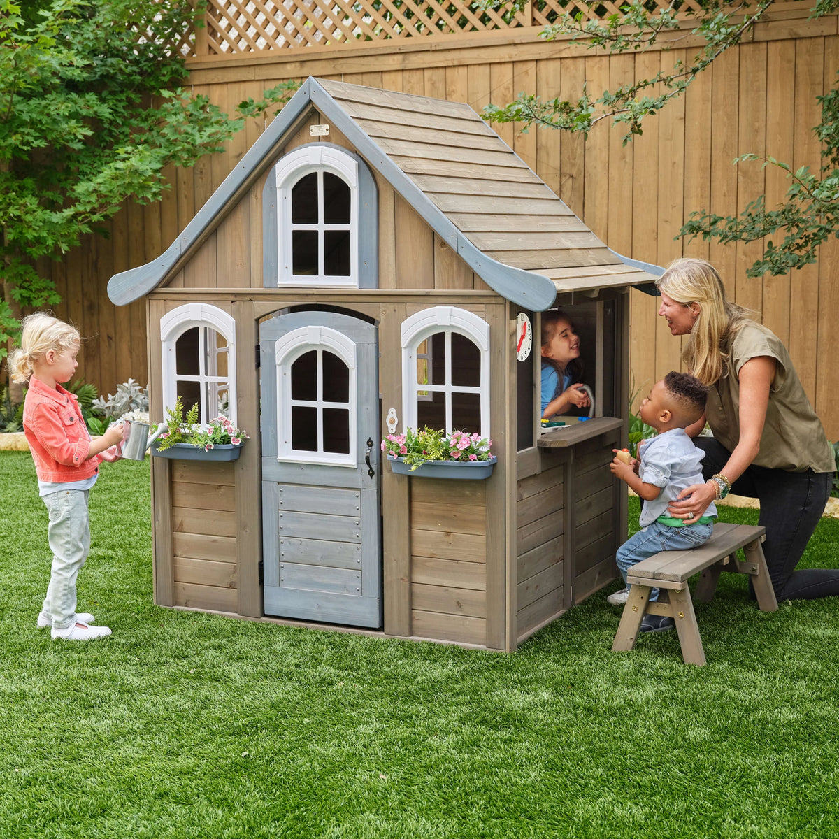 Wooden Outdoor Playhouse with Kitchen W103716