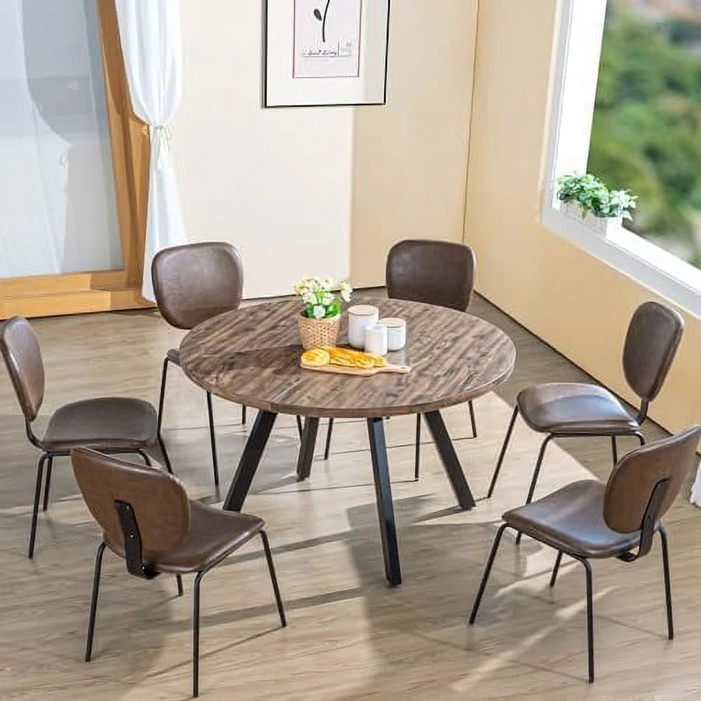 Round Wood Dining Table for 4-6 47" Grey J1393