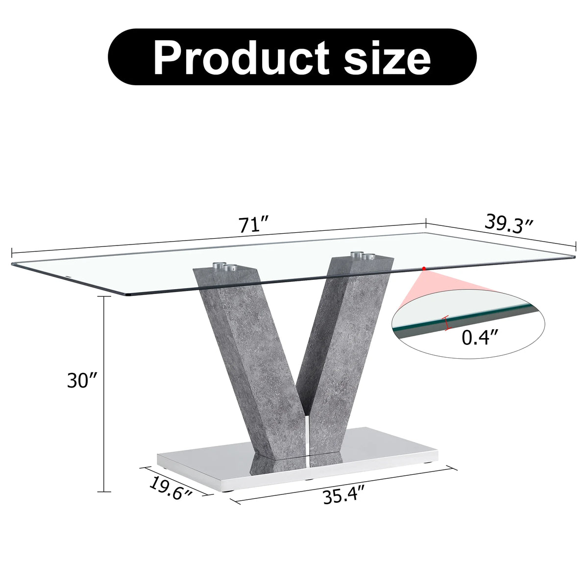 Modern Minimalist Rectangular Glass Dining Table for 6-8 O51242