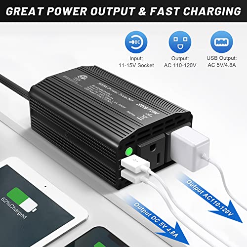 300W Power Inverter DC 12V to 110V AC Car Charger Adapter with Dual USB V921
