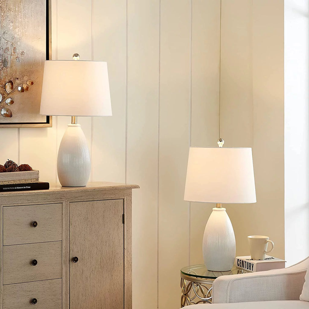 Table Lamps Set of 2 White Ceramic S475