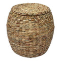 Beige Wicker Rattan Storage Ottoman Basket with Lid M3666