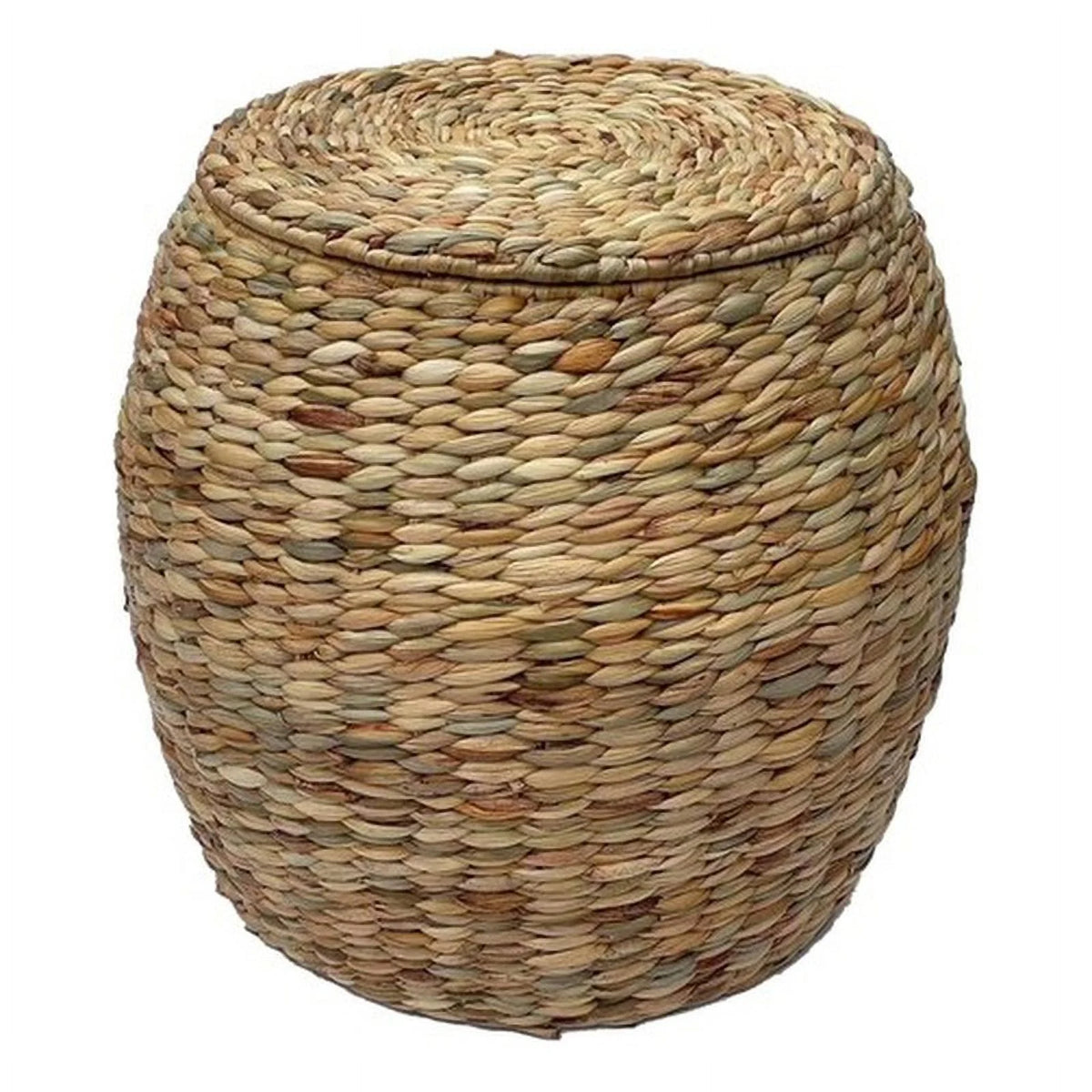 Beige Wicker Rattan Storage Ottoman Basket with Lid M3666