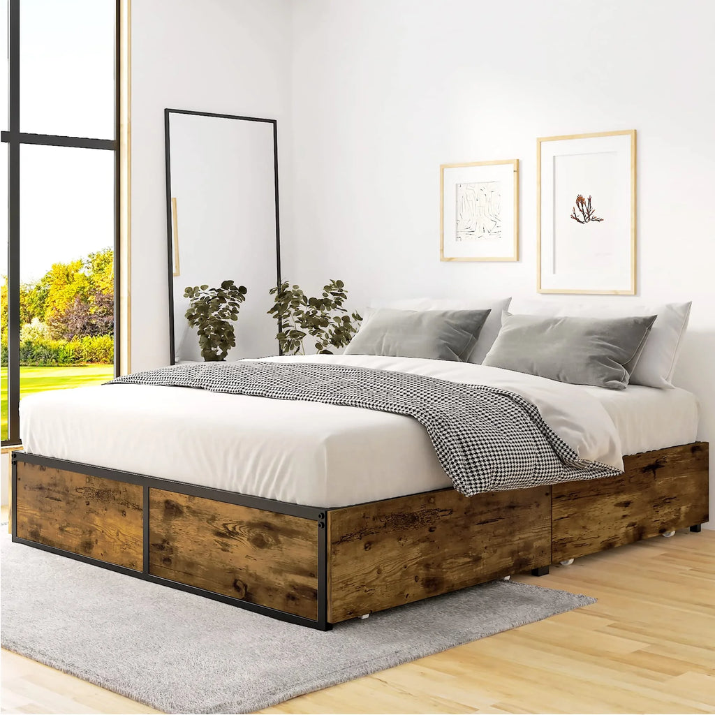 Queen Platform Bed with 4 XL Drawers J588