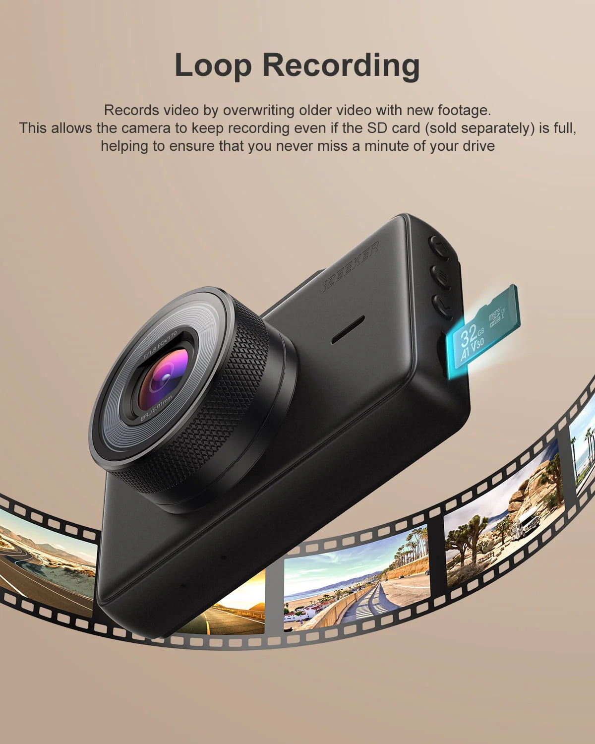 1080P Dash Cam with Night Vision, 3 Inch LCD, 170° Wide Angle U6366