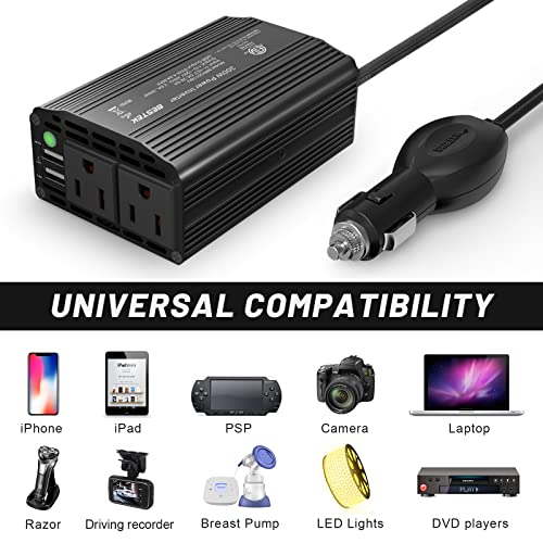 300W Power Inverter DC 12V to 110V AC Car Charger Adapter with Dual USB V921