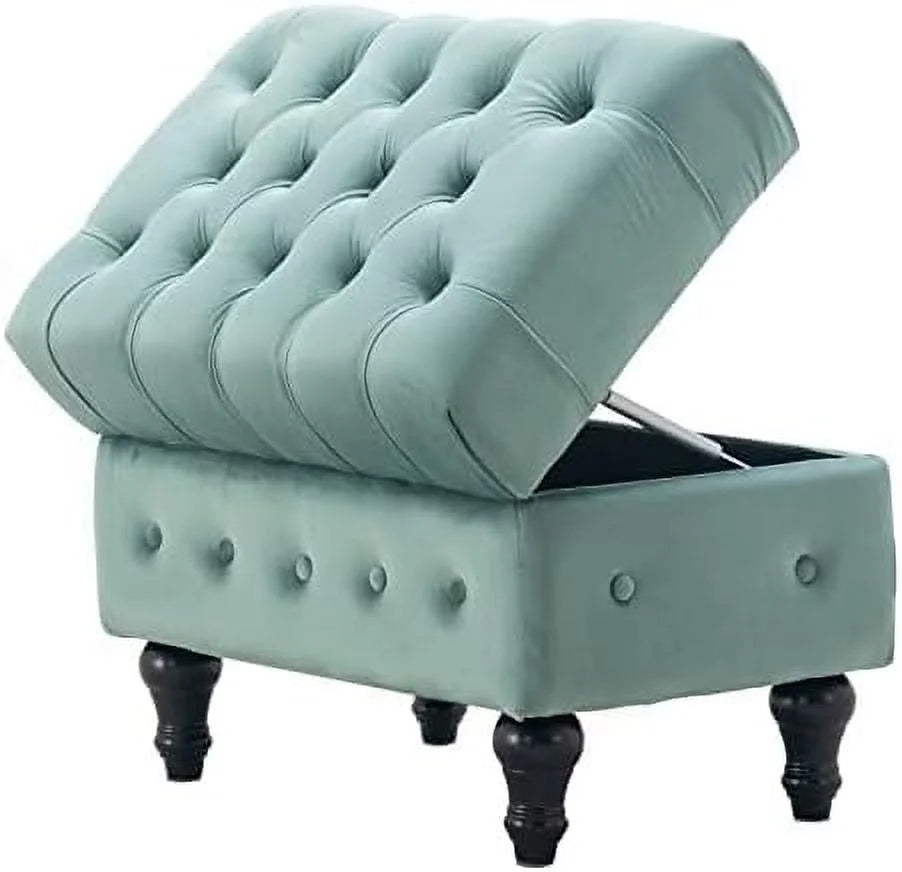 Pink Velvet Tufted Ottoman K639