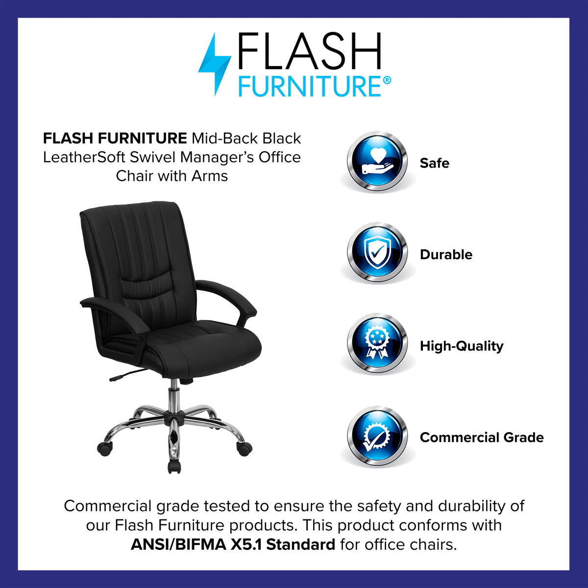 Black LeatherSoft Swivel Office Chair with Arms N456