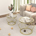 Round Coffee Table Set of 2 with Tempered Glass Top C269