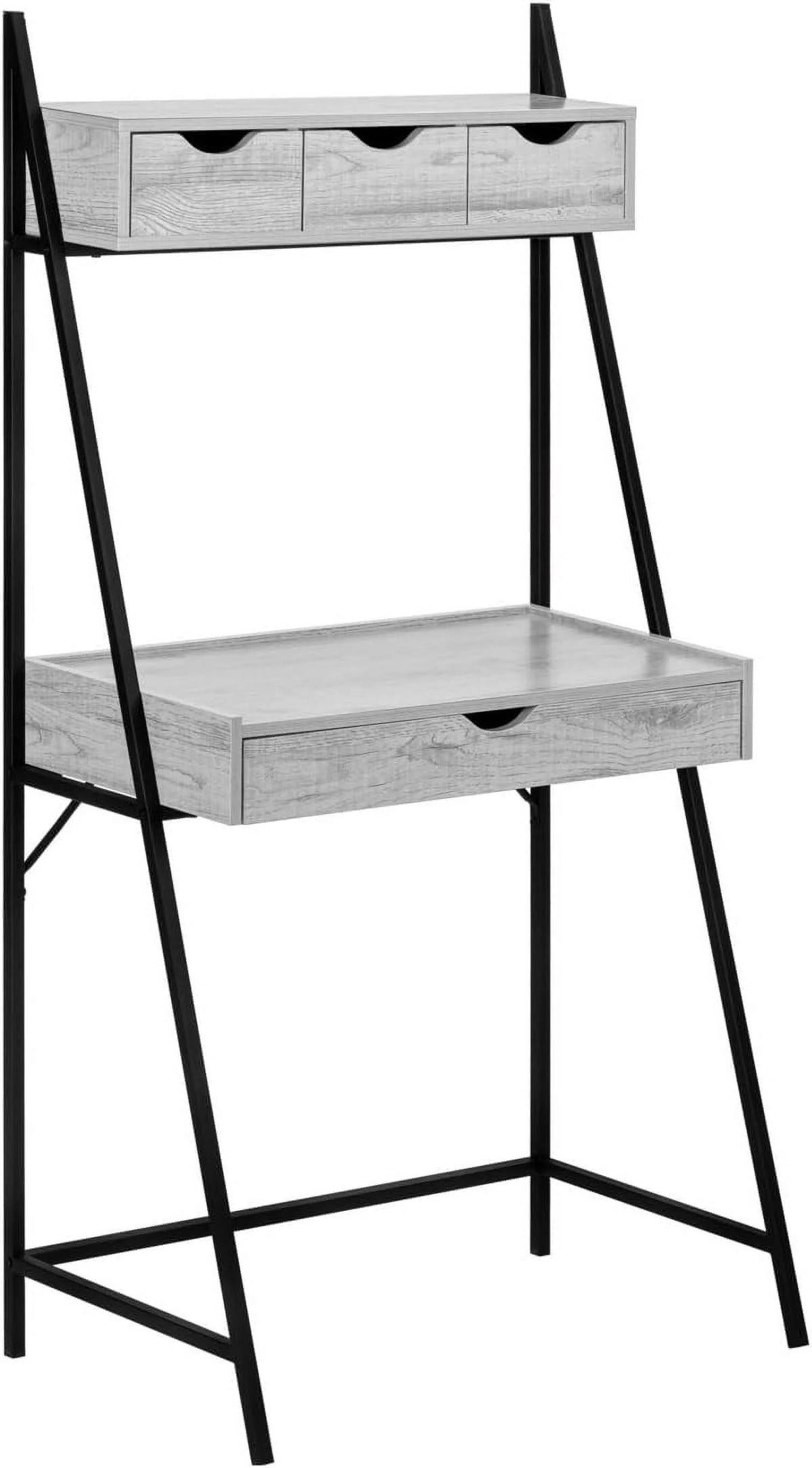 Grey Black Metal Laminate Computer Desk with Storage Drawers T488