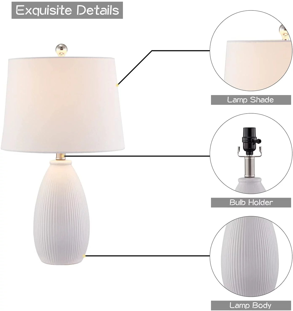 Table Lamps Set of 2 White Ceramic S475