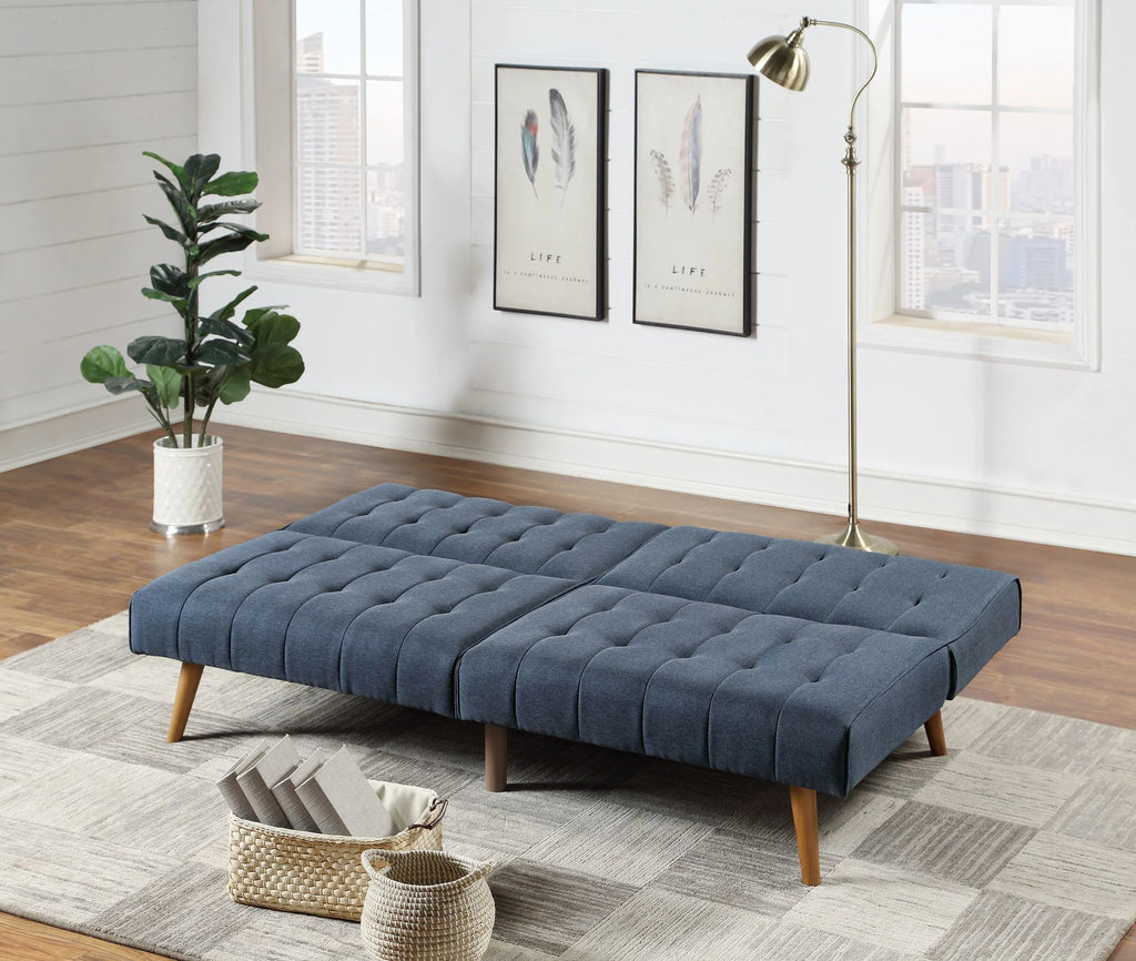 Navy Blue Fabric Convertible Futon Sofa I8837
