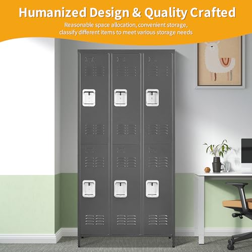 Black 6 Door Steel Storage Lockers with Shelves K152