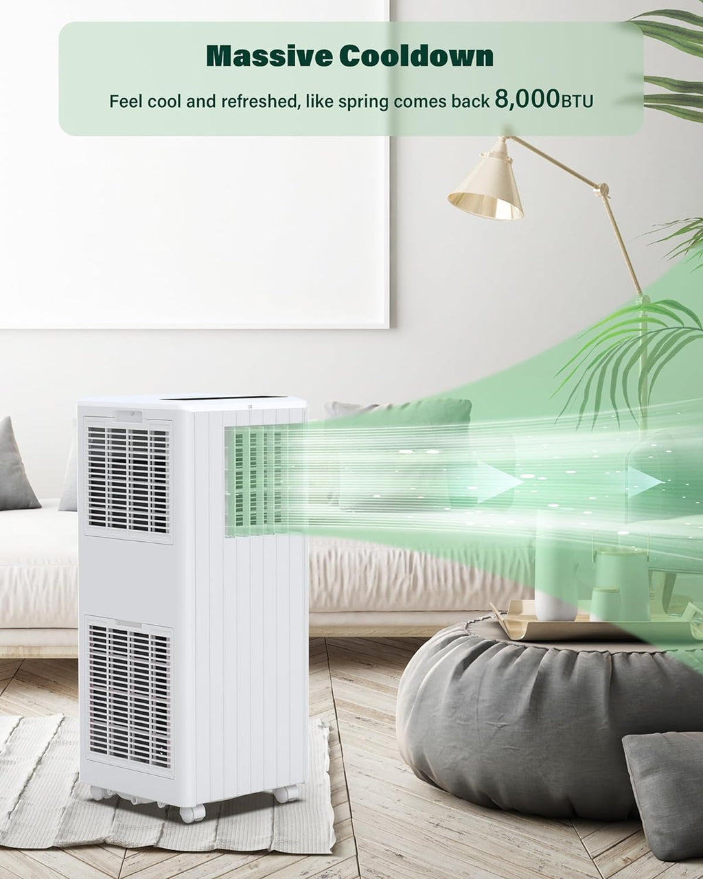 8000 BTU Portable Air Conditioner with Remote Control, White V1420