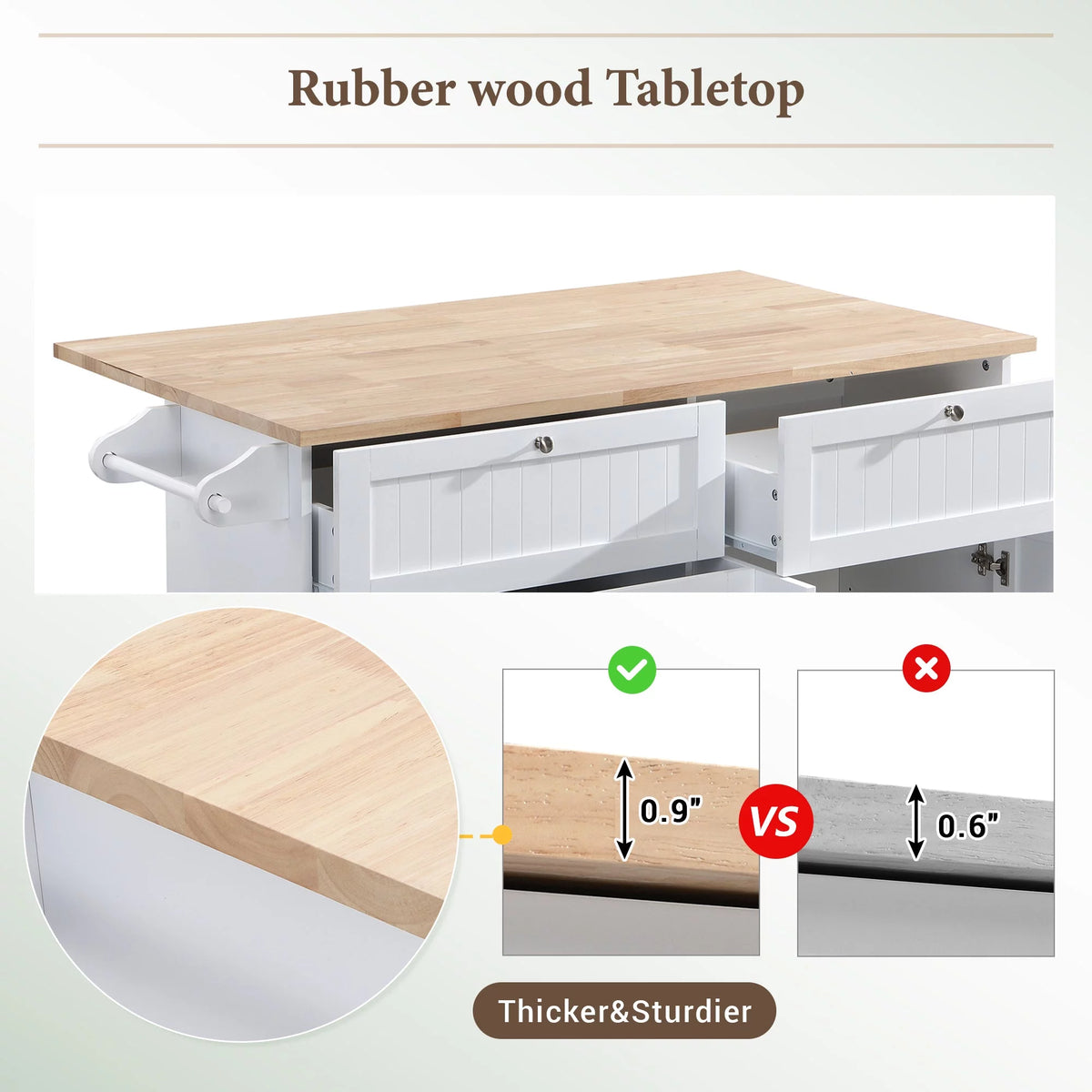 White Kitchen Island Set with 2 Seatings R287