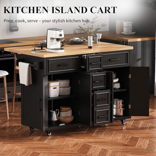 56.5'' White Kitchen Island with Drop Leaf O192280