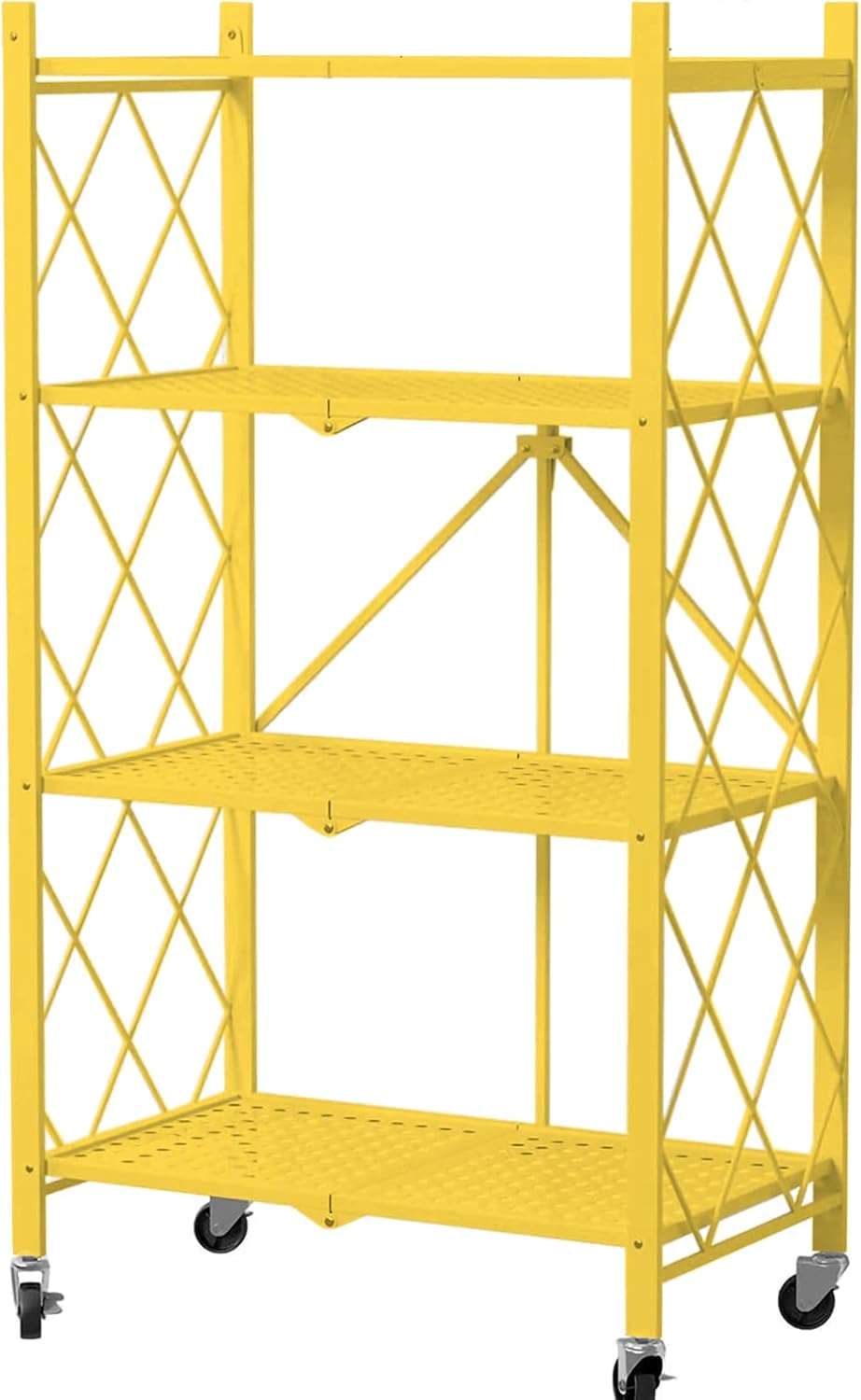 3-Shelf Foldable Metal Storage Shelves with Caster Wheels K428