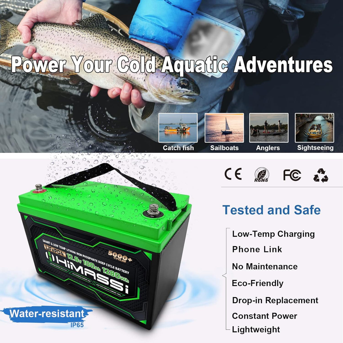 12V 100Ah LiFePO4 Battery with 100A BMS M630