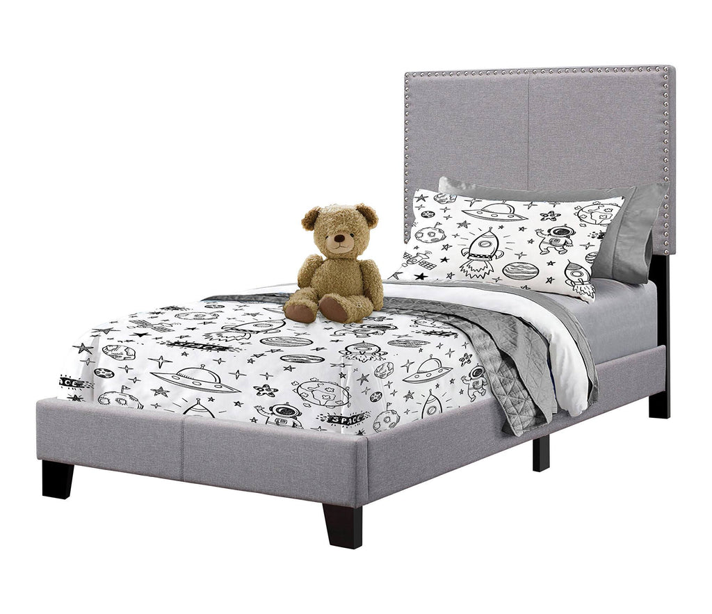 Twin Upholstered Bed in Grey V135
