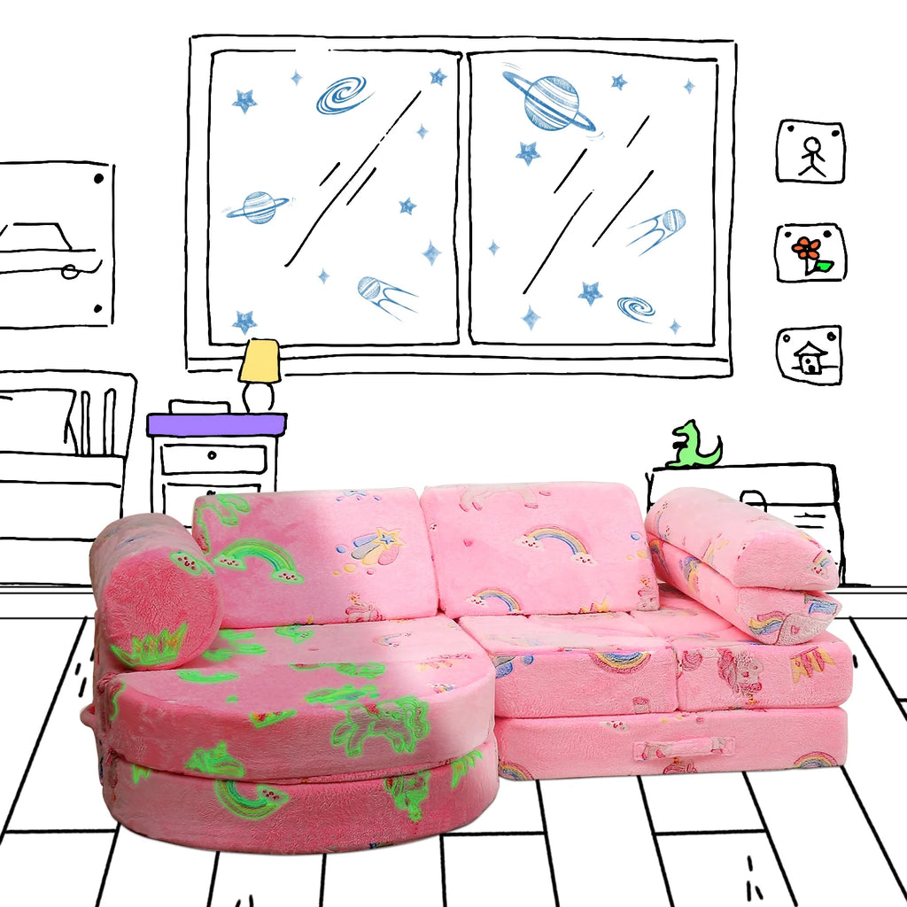 11 Pc Pink Modular Kids Play Couch O69122