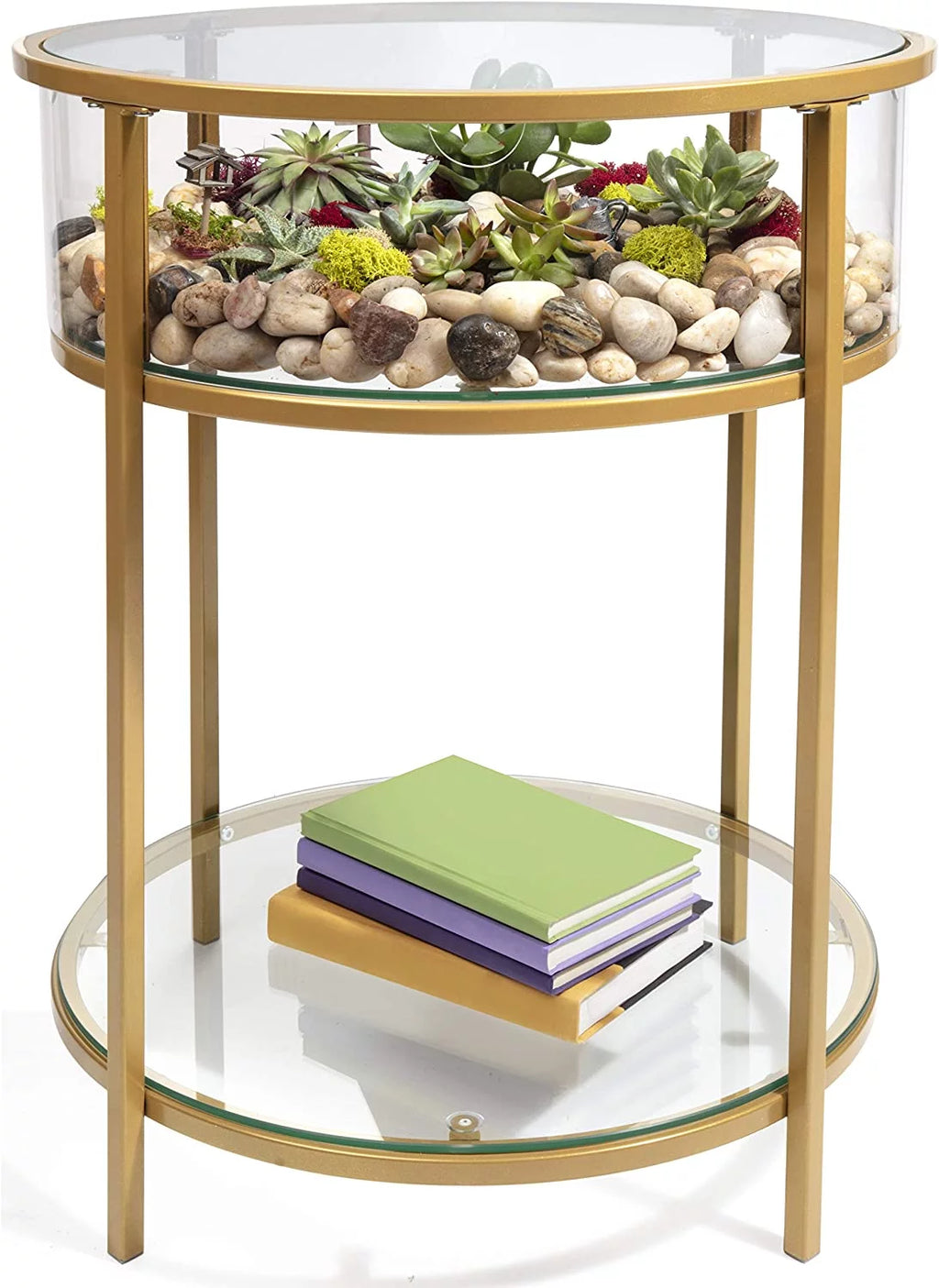 Round Terrarium Display End Table with Reinforced Glass R576