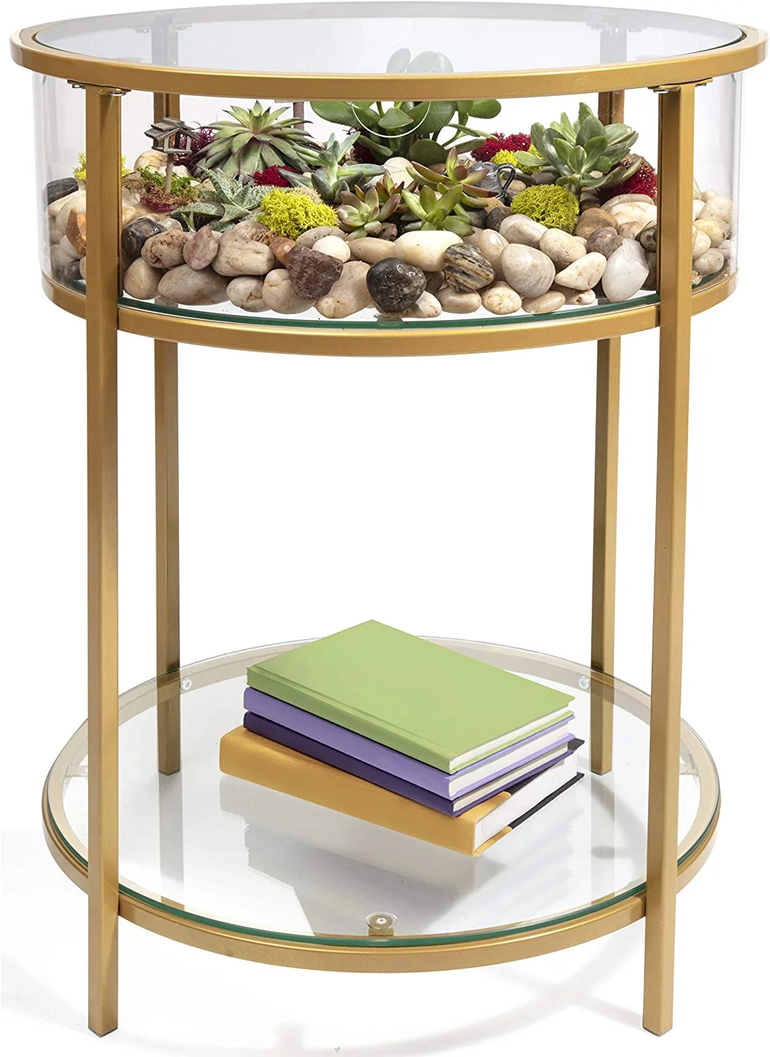 Round Terrarium Display End Table with Reinforced Glass R576