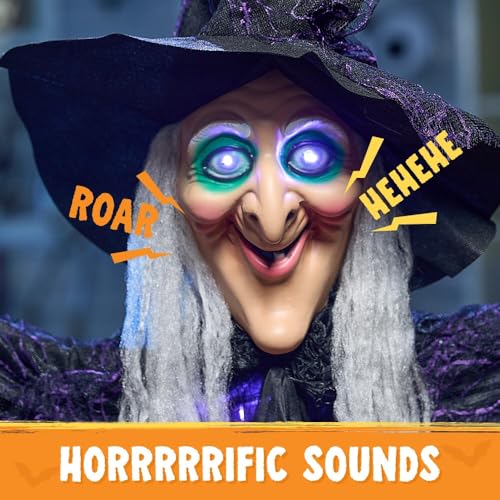 72” Hanging Talking Witch Decor with Light Up Ghost X748298