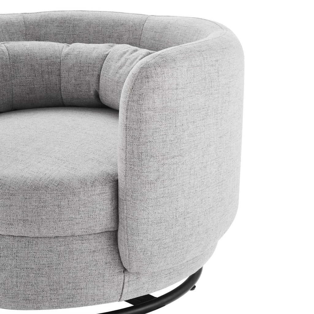 Black Grey Fabric Swivel Accent Chair L164