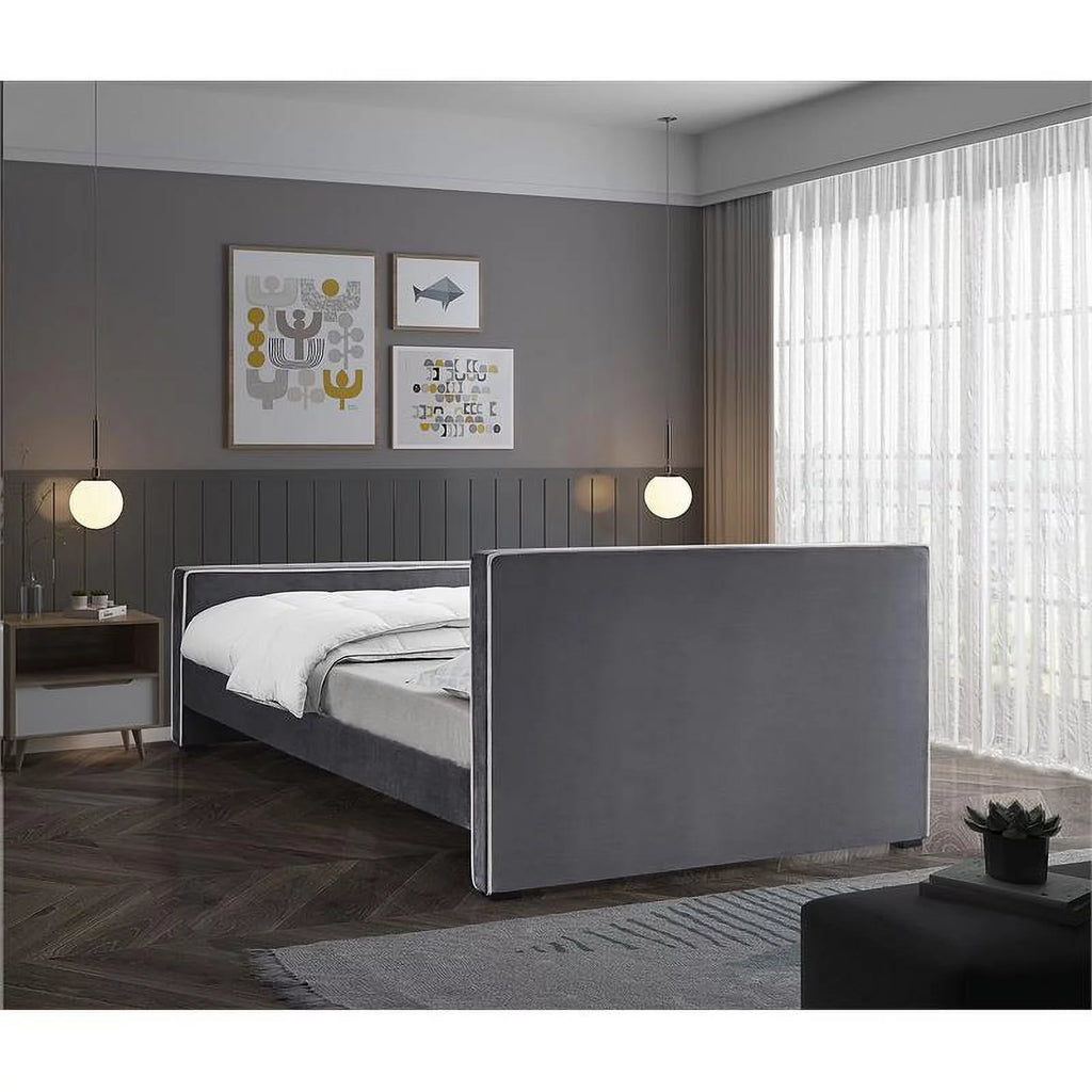 Grey Velvet Full Bed Y14076