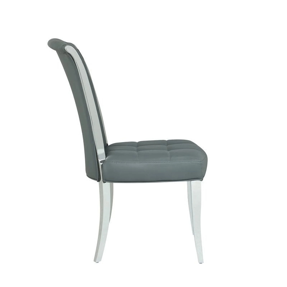 Gray Faux Leather Side Chair Set of 2 D157174