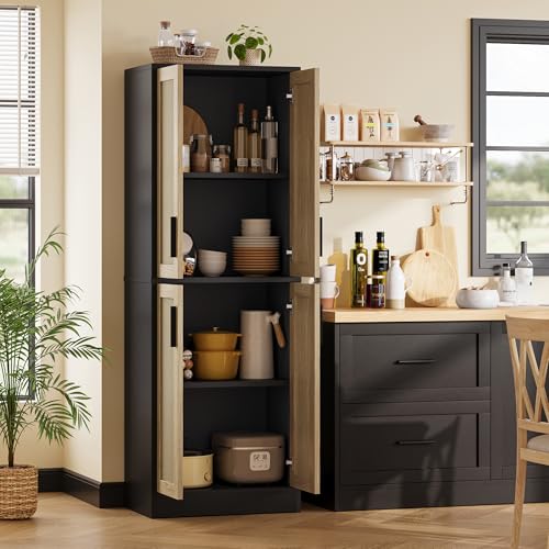 Tall Storage Cabinet with 4 Doors and Adjustable Shelves F27555