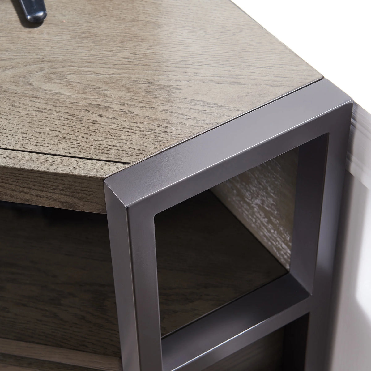 Mixed Metal and Wood Corner TV Stand R1082